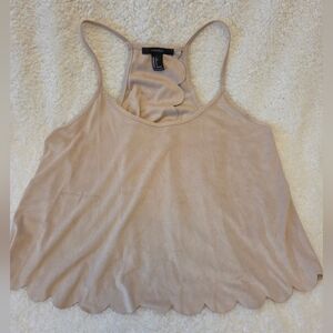 Forever 21 Blush Suedette Scalloped Open Back Tank Top - Size Small